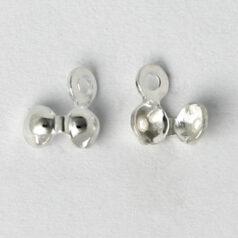 Bead Tip, 6.5x3.5mm Clamshell Bead Tip with single loop with 0.9hole in bottom in Sterling Silver.925