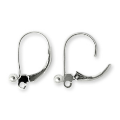 Leverback, 18.5mm Earwire Leverback with 3mm ball in Sterling Silver .925