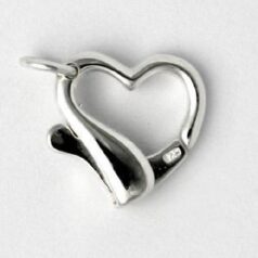 Clasp, 14x14mm Heart Clasp with open loop in Sterling Silver .925