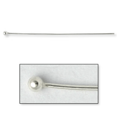 Headpin, 1.5 inch with 1.5mm Ball-End Headpin in 24 gauge (0.5mm wire) in Sterling Silver .925