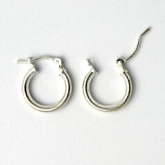 Earring Hoop, 12mm Earring Hoop Round by 2mm with latch back closure in Sterling Silver .925