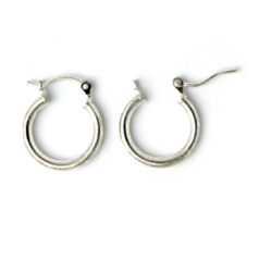 Earring Hoop, 14mm Earring Hoop Round by 2mm with latch back closure in Sterling Silver .925