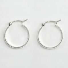 Earring Hoop, 16mm Earring Hoop Round by 2mm with latch back closure in Sterling Silver .925