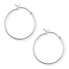 Earring Hoop, 24mm Earring Hoop Round by 2mm with latch back closure in Sterling Silver .925