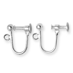Earring Clip, Earring screw-on clip with 3mm ball and open ring in Sterling Silver .925