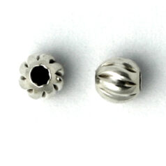 Bead, 4mm Corrugated Round Bead seamless in Sterling Silver .925