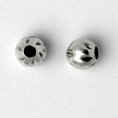 Bead, 6mm Corrugated Round Bead seamless in Sterling Silver .925