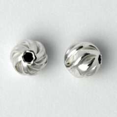 Bead, 8mm Corrugated Round Bead seamless in Sterling Silver .925