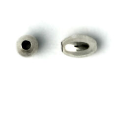 Bead, 3x4.5mm Smooth oval Bead with 0.9mm hole in Sterling Silver .925