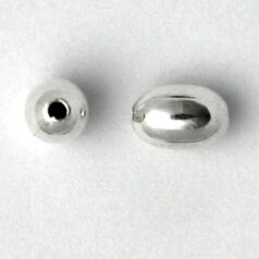 Bead, 4x6mm Smooth oval Bead with 0.9mm hole in Sterling Silver .925