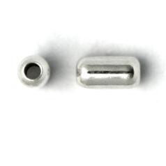 Bead, 3x7mm Smooth oval Bead with 0.5mm hole in Sterling Silver .925