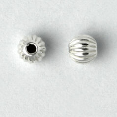 Bead, 4mm Corrugated Round Bead seamless in Sterling Silver .925