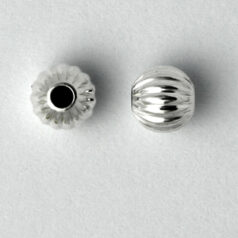 Bead, 6mm Corrugated Round Bead seamless in Sterling Silver .925