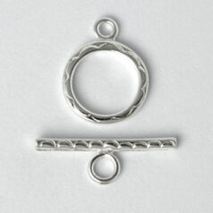Toggle Clasp, 13mm Round Smooth Toggle Clasp in Scallop design with bar length 22mm in Sterling Silver.925