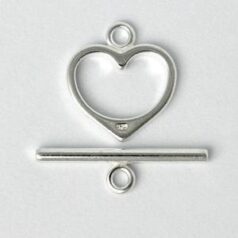 Toggle Clasp, 14mm Heart Toggle Clasp with bar length 25mm in Sterling Silver.925