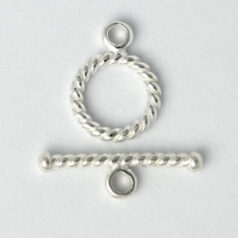 Toggle Clasp, 11mm Round Toggle Clasp with bar length 20mm in twisted design in Sterling Silver.925