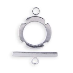 Toggle Clasp, 20mm Round Toggle Clasp with bar length 28mm with 4 cut outs in Sterling Silver.925