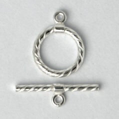 Toggle Clasp, 11mm Roung Toggle Clasp with bar length 18mm in Twisted Design in Sterling Silver .925