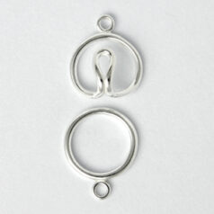Toggle Clasp, 13mm Round Toggle Clasp with hook clasp in Sterling Silver .925