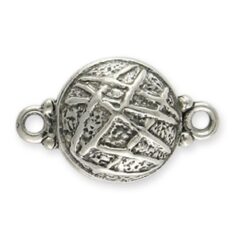 Magnetic Clasp, B&B Benbassat, 14x22mm Round Magnetic Clasp with two loops depth 9mm in Sterling Silver .925