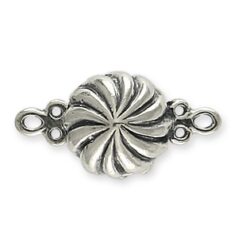 Magnetic Clasp, B&B Benbassat, 9.5x18mm Round Magnetic Clasp depth 7mm with swirl design in Sterling Silver .925