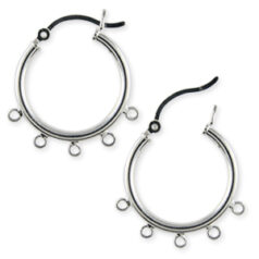 Earring Hoop, 20mm Earring Hoop with 5 loops and latch back closure in Sterling Silver .925