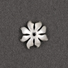 Bead Cap, 10mm Bead Cap with leaf pattern in Shiny Silver color in Sterling Silver .925