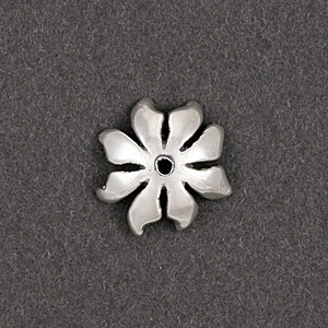 Bead Cap, 10mm Bead Cap with leaf pattern in Shiny Silver color in Sterling Silver .925