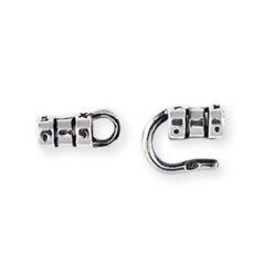 End Cap Hook, 16x3mm End Cap Hook with hook and loop in Antique Finish Sterling Silver .925 (Hole Size 2mm)