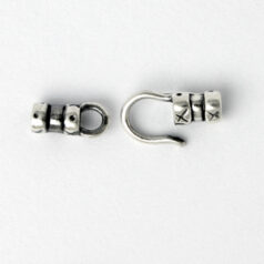 End Cap Hook, 20x4mm End Cap Hook with hook and loop set in Antique Finish Sterling Silver .925 (Hole Size 2.5mm)