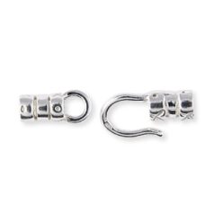 End Cap Hook, 20x4mm End Cap Hook with hook and loop set in Sterling Silver .925 (Hole Size 2.5mm)
