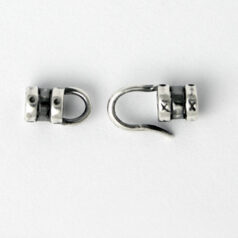 End Cap Hook, 20x4mm End Cap Hook with hook and loop set in Antique Finish Sterling Silver (Hole Size 2.5mm)