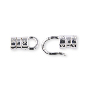 End Cap Hook, 20x4mm End Cap Hook with hook and loop set in Sterling Silver .925 (Hole size 2.5mm)