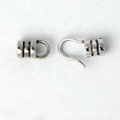 End Cap Hook, 22x5mm End Cap Hook with hook and loop set in Antique Finish Sterling Silver .925 (Hole Size 3mm)
