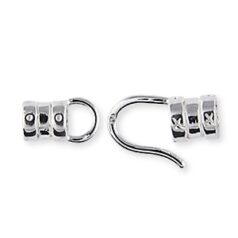 End Cap Hook, 22x5mm End Cap Hook with hook and loop set in Sterling Silver .925 (Hole Size 3mm)