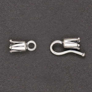 End Cap, 14x4mm End Cap Hook & Loop Connector Set in Sterling Silver .925