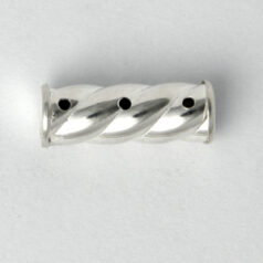 Spacer Bar, 17x6mm Tube Spacer Bar with 3 holes in a twist design in Sterling Silver .925