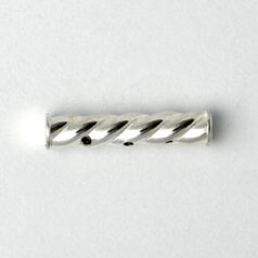 Spacer Bar, 20x4mmn Round Twisted Tube with 3 holes in Sterling Silver .925