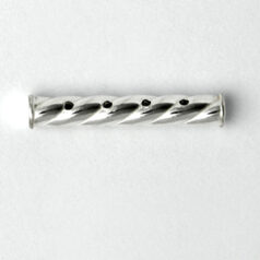 Spacer Bar, 25x4mm Round Twisted Tube with 4 holes in Sterling Silver .925