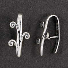 Bail, JBB Pinch Bail with Flower Design, 19x9mm in Sterling Silver .925