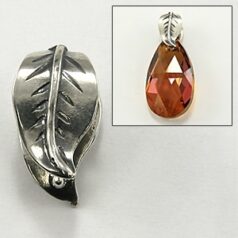 Pinch Bail, B&B Benbassat Bail in Leaf Design, 13x8mm in Sterling Silver .925