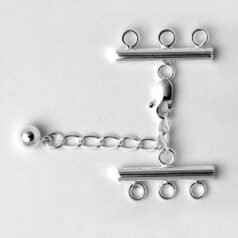 Multi Strand End Bar, 20x3mm, 3 Row including Extended Chain plus lobster claw clasp in Sterling Silver .925