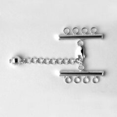 Multi Strand End Bar, 25x3mm, 4 Row including Extended Chain with 5mm Faceted Ball plus lobster claw Clasp in Sterling Silver .925