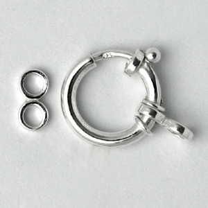 Spring Ring Clasp, 12x2mm Fancy Spring Ring with 2 loops in Sterling Silver .925