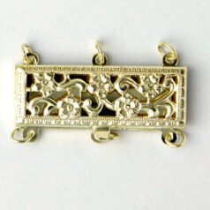 Rectangle Filigree Clasp, 23x9mm with 3 Rings in Sterling Silver .925