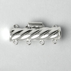 Clasp, 4 strands 23x6mm in Twist Design with Tab Lock in Sterling Silver .925