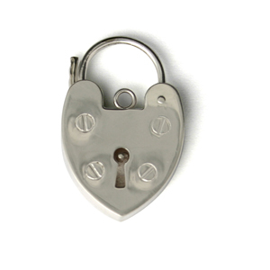 Heart Clasp Lock, 25x17mm in Sterling Silver .925