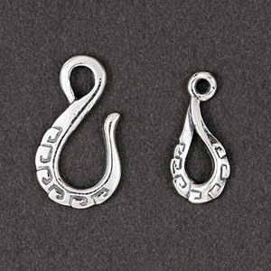 Hook and Eye Clasp, JBB Clasp, Total Length 37mm in Sterling Silver .925