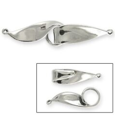 Hook and Eye Clasp, B&B Benbassat Clasp in Bold Twisted Design, Total Length 48mm in Sterling Silver .925