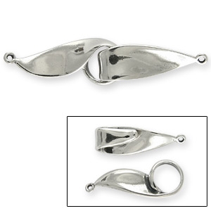 Hook and Eye Clasp, B&B Benbassat Clasp in Bold Twisted Design, Total Length 48mm in Sterling Silver .925